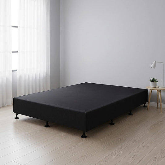King Single Ensemble Bed Base Midnight Black Linen Fabric