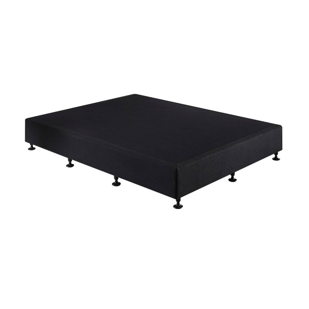 King Single Ensemble Bed Base Midnight Black Linen Fabric