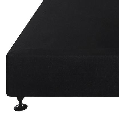 King Single Ensemble Bed Base Midnight Black Linen Fabric