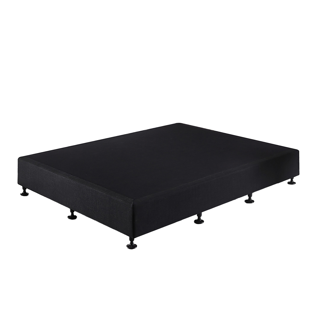 King Single Ensemble Bed Base Midnight Black Linen Fabric
