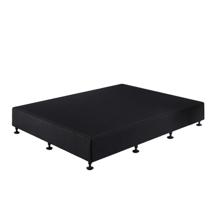 King Single Ensemble Bed Base Midnight Black Linen Fabric