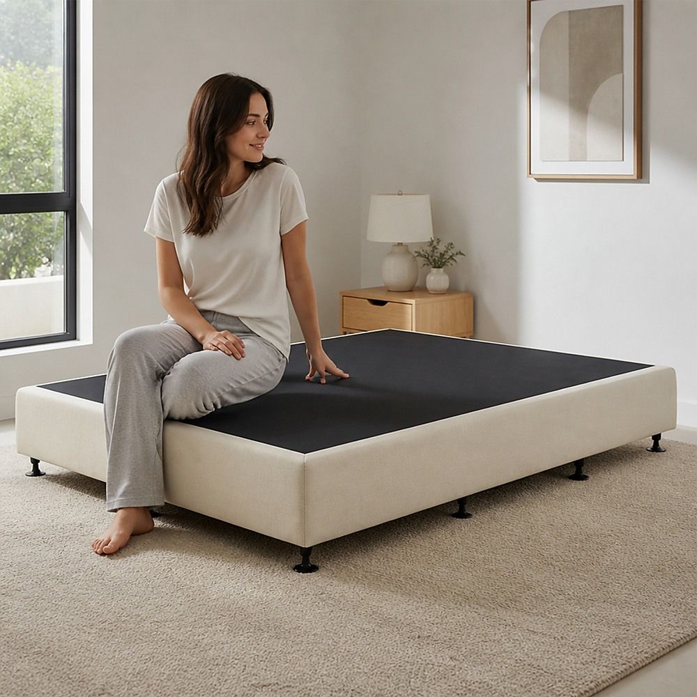 Palermo King Single Ensemble Bed Base Platinum Natural Sand Linen Fabric