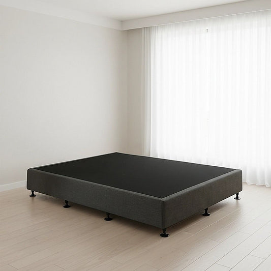 King Single Ensemble Bed Base Platinum Graphite Linen Fabric