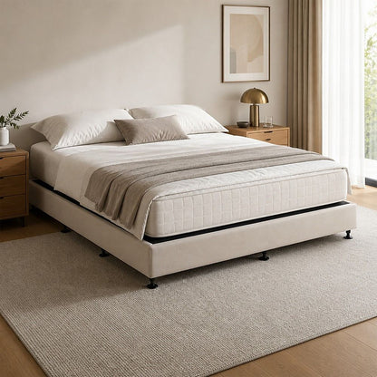 Palermo King Ensemble Bed Base Platinum Natural Sand Linen Fabric