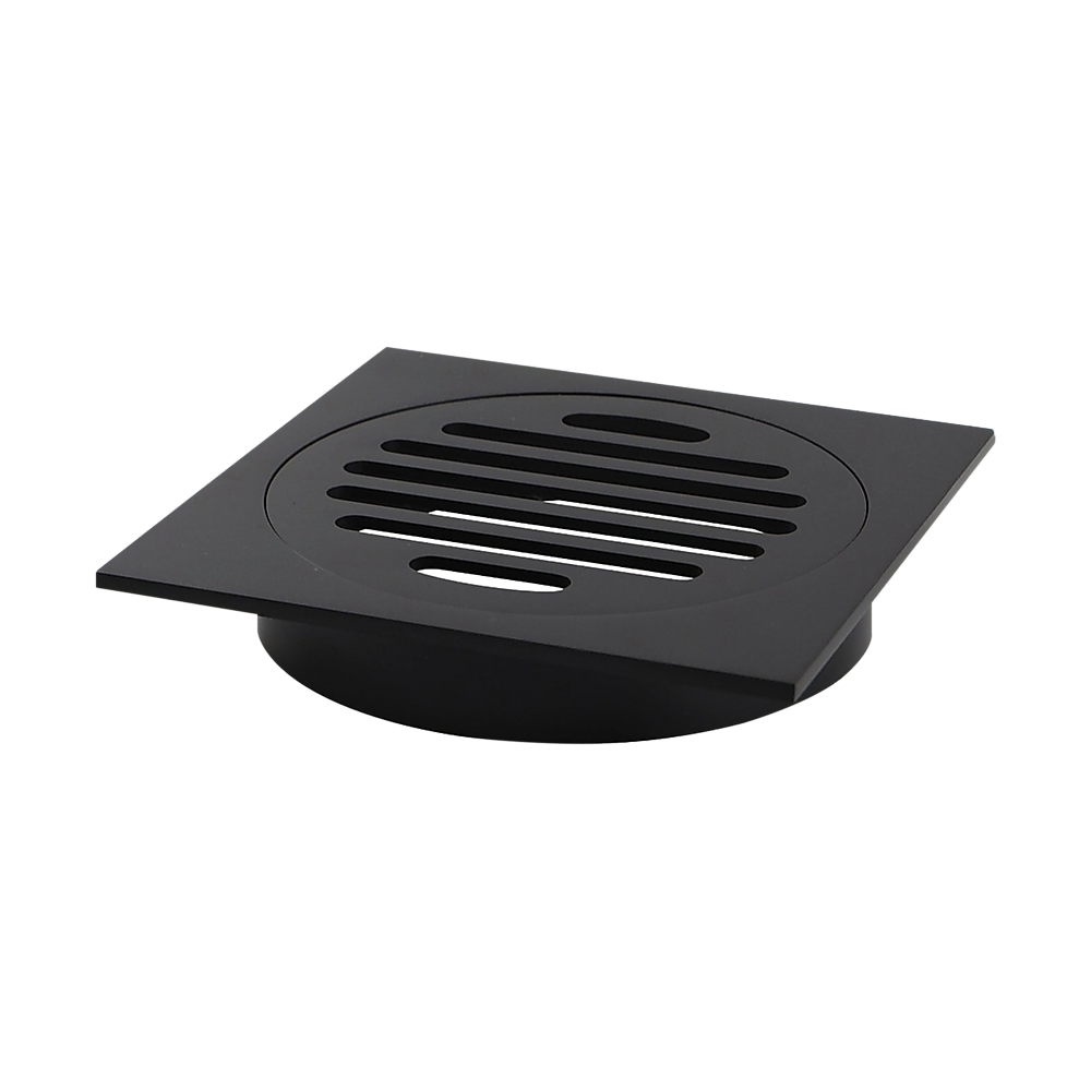 Square Black Floor Grate Drain 110 Mm Full Brass Construction
