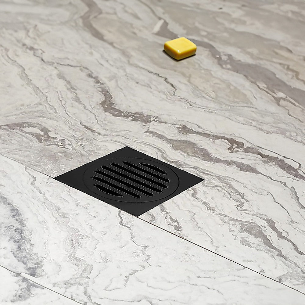 Square Black Floor Grate Drain 110 Mm Full Brass Construction