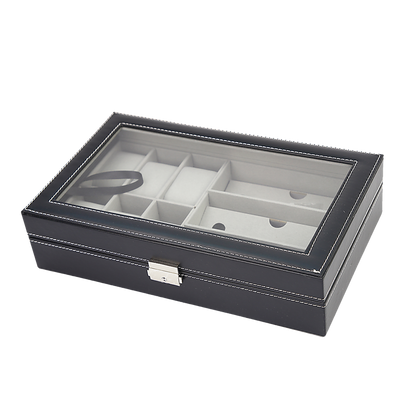 Pu Leather Watch Sunglass Eyeglasses Display Box (6+3 Grid)