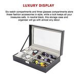 Pu Leather Watch Sunglass Eyeglasses Display Box (6+3 Grid)