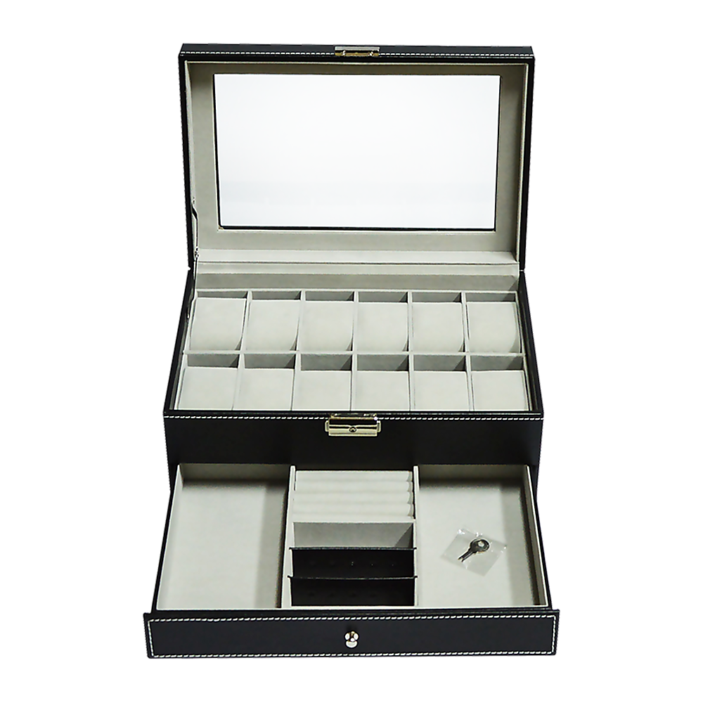 Leather Watch Display Case With Lock & Key
