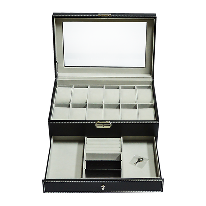 Leather Watch Display Case With Lock & Key
