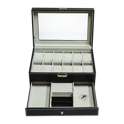 Leather Watch Display Case With Lock & Key