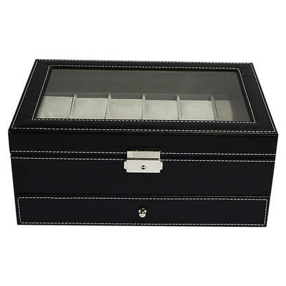 Leather Watch Display Case With Lock & Key