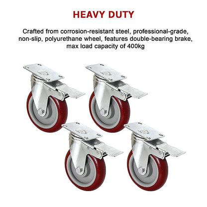 Heavy Duty 5" Swivel Castor Wheels (Set Of 4)
