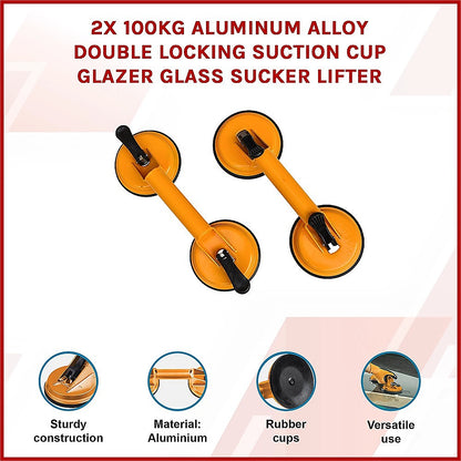 Aluminum Double Locking Suction Cup Lifter (100Kg)
