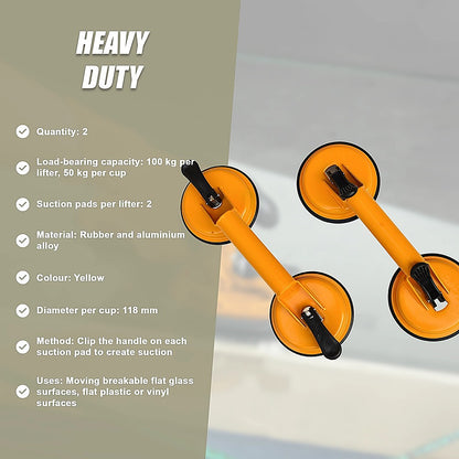 Aluminum Double Locking Suction Cup Lifter (100Kg)