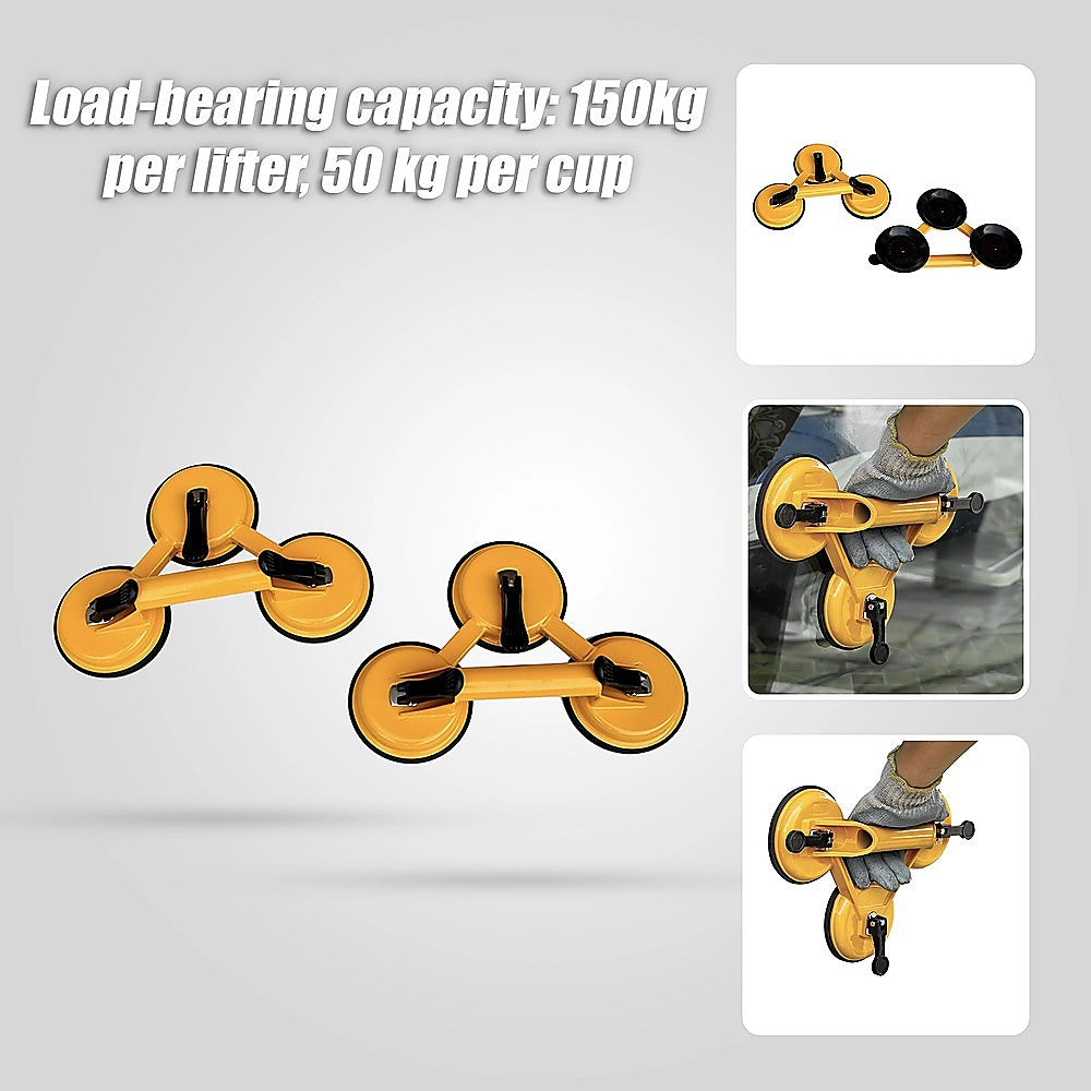 Aluminum Triple Suction Cup Glass Lifter (150Kg)
