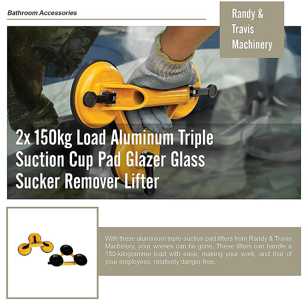 Aluminum Triple Suction Cup Glass Lifter (150Kg)
