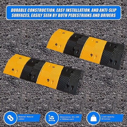 Pair Of 1M Long Rubber Speed Bumps (60T Load)
