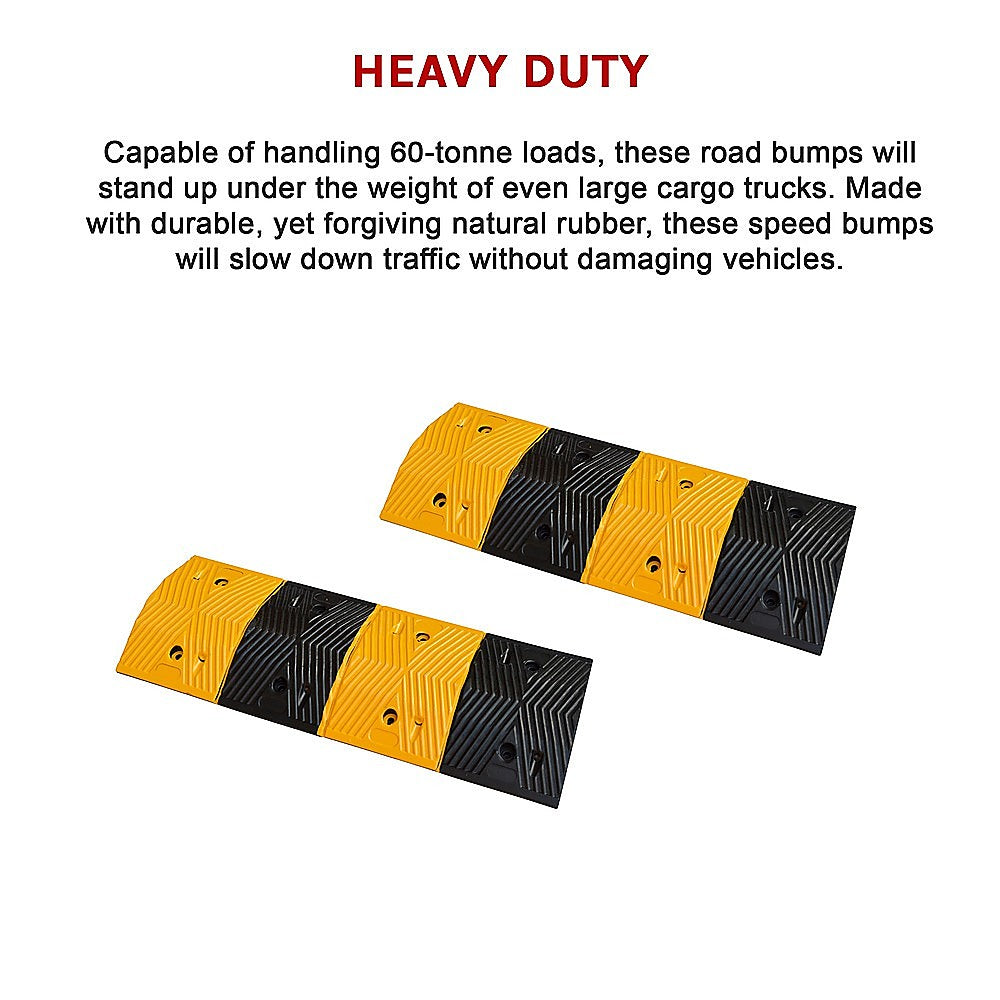 Pair Of 1M Long Rubber Speed Bumps (60T Load)