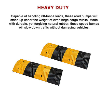 Pair Of 1M Long Rubber Speed Bumps (60T Load)