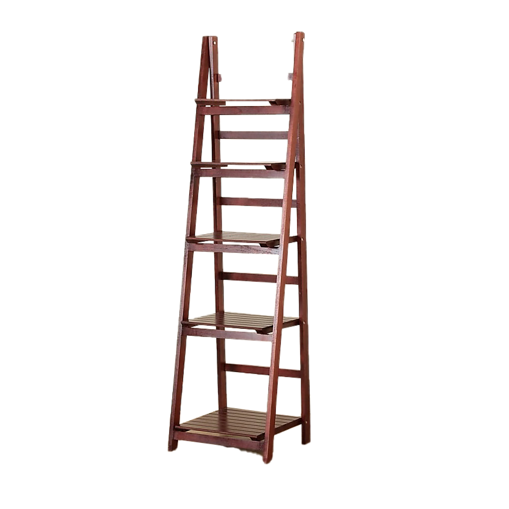5 Tier Wooden Ladder Shelf Stand Storage Book Shelves