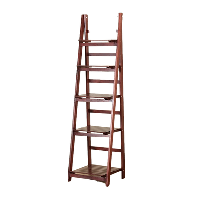 5 Tier Wooden Ladder Shelf Stand Storage Book Shelves