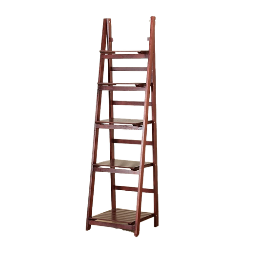 5 Tier Wooden Ladder Shelf Stand Storage Book Shelves