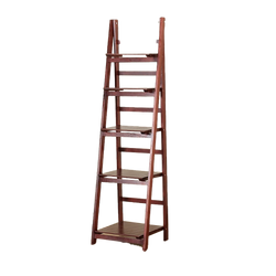 5 Tier Wooden Ladder Shelf Stand Storage Book Shelves