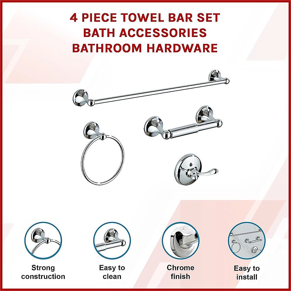 4 Piece Towel Bar Set Bath Accessories Bathroom Hardware