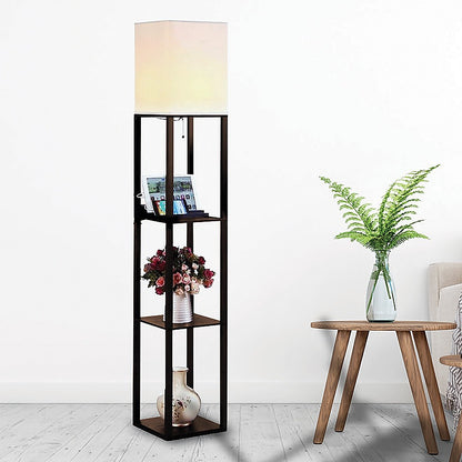 Shelf Floor Lamp - Shade Diffused Light Source With Open-Box Shelves