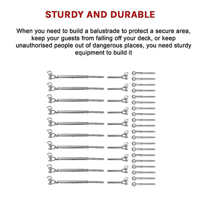 Stainless Steel Wire Rope Diy Balustrade Kit Jaw/Swage Fork