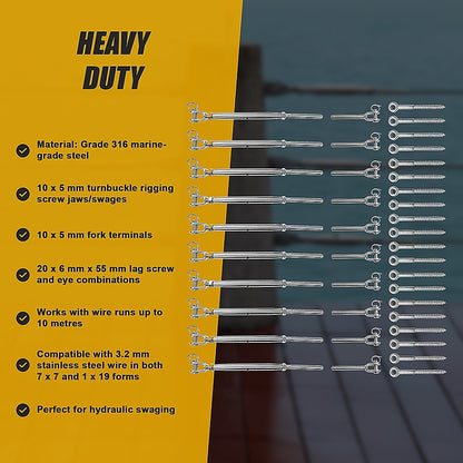 Stainless Steel Wire Rope Diy Balustrade Kit Jaw/Swage Fork