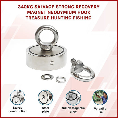 340Kg Neodymium Recovery Magnet Hook For Treasure Hunting & Fishing