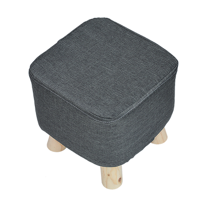 Fabric Ottoman Foot Stool Rest Pouffe Squircle Footstool- Charcoal/ Grey