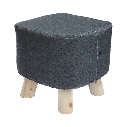 Fabric Ottoman Foot Stool Rest Pouffe Squircle Footstool- Charcoal/ Grey