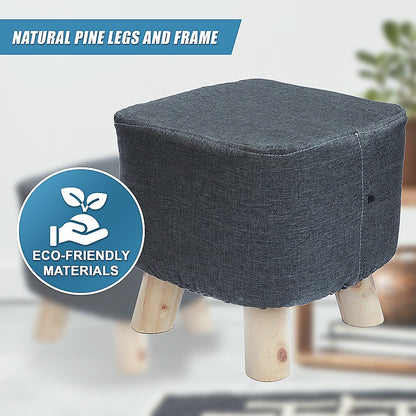 Fabric Ottoman Foot Stool Rest Pouffe Squircle Footstool- Charcoal/ Grey