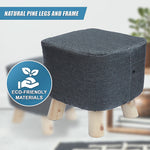 Fabric Ottoman Foot Stool Rest Pouffe Squircle Footstool- Charcoal/ Grey