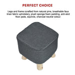 Fabric Ottoman Foot Stool Rest Pouffe Squircle Footstool- Charcoal/ Grey