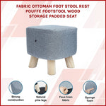 Fabric Ottoman Foot Stool Rest Pouffe Squircle Footstool- Charcoal/ Grey