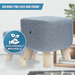 Fabric Ottoman Foot Stool Rest Pouffe Squircle Footstool- Charcoal/ Grey