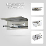 Stainless Steel Double Toilet Paper Holder Towel Roll Tissue Rack Storage Shelf