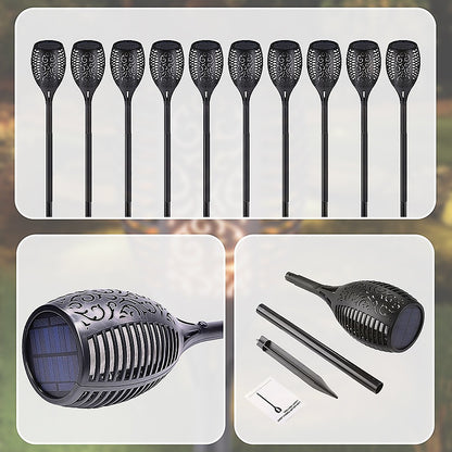 10-Pack Solar Torch Lights With 96 Led Flickering Flame
