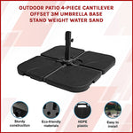 Outdoor Patio 4-Piece Cantilever Offset Umbrella Base