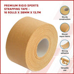 Premium Rigid Sports Strapping Tape - 16 Rolls X 38Mm X 13.7M