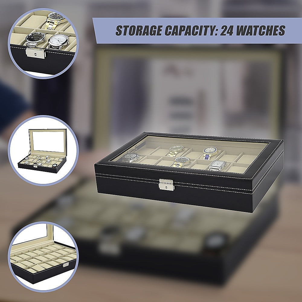 Luxury 24 Slot Watch Display Case