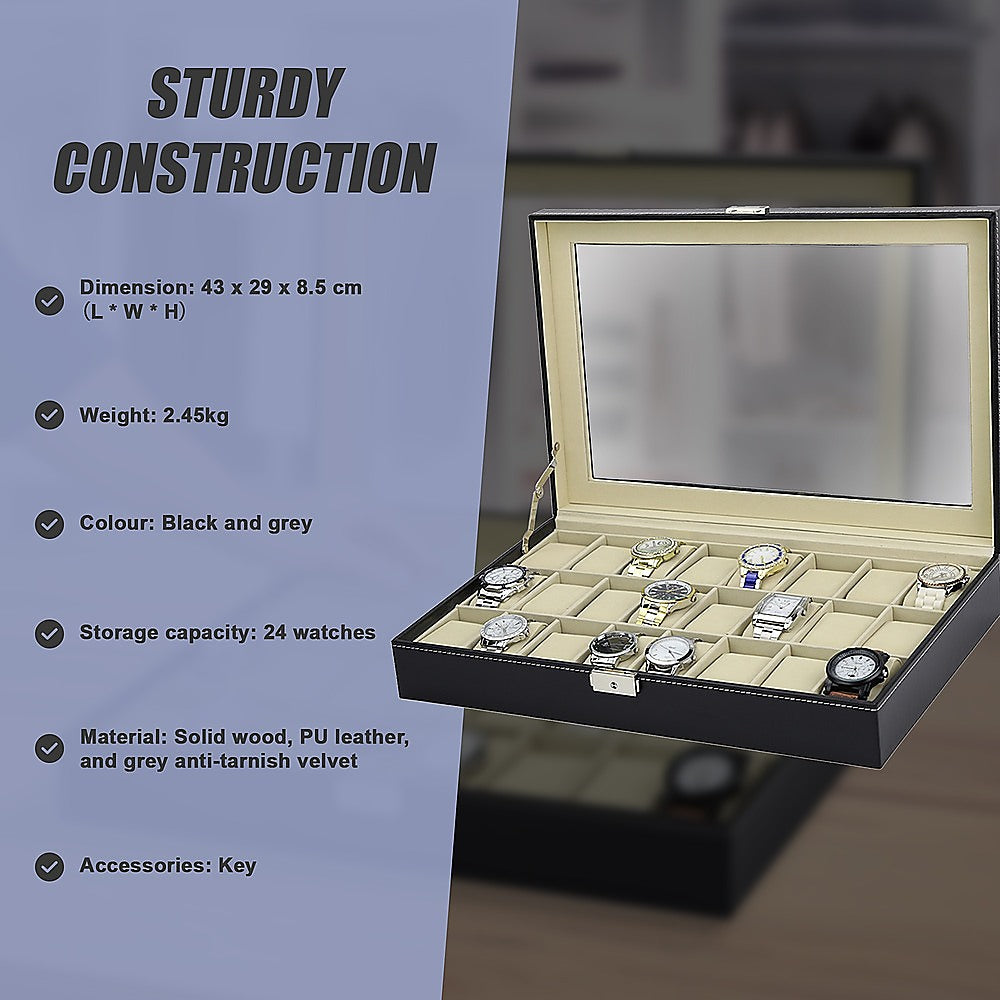 Luxury 24 Slot Watch Display Case