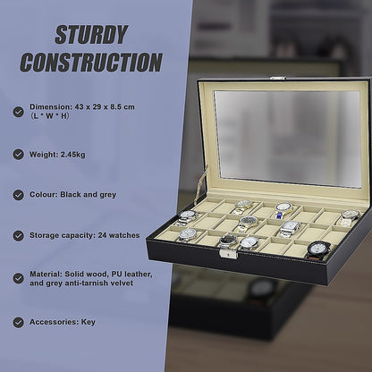 Luxury 24 Slot Watch Display Case