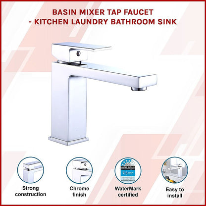 Basin Mixer Tap Faucet For Kitchen Laundry Bathroom Sink