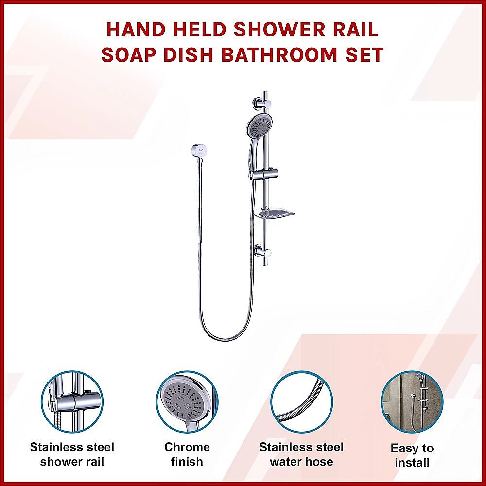 Hand Held Shower Rail Soap Dish Bathroom Set