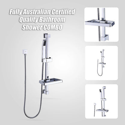 Hand Held Shower Rail Soap Dish Bathroom Set